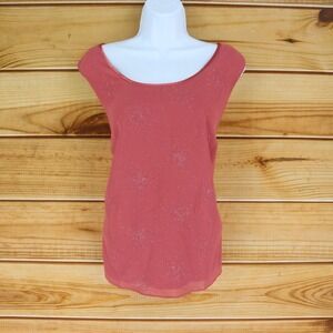 Sleeveless Top Lined Round Neck Womens 16W Mauve Pink Sparkles & Swirls Dana Kay